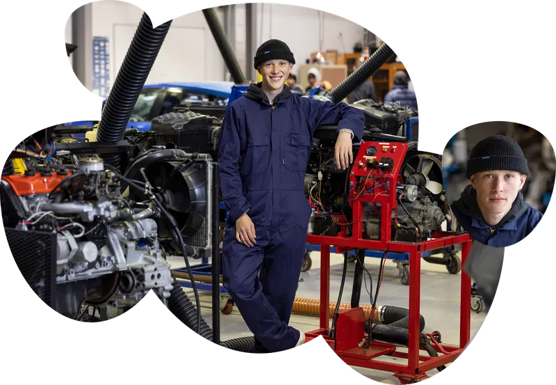 RealMe photo of young man in mechanics workshop